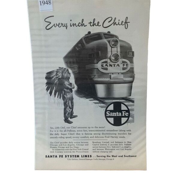 Vintage 1948 Santa Fe System Lines Rail Every Inch the Chief Ad Advertisement - Picture 4 of 4